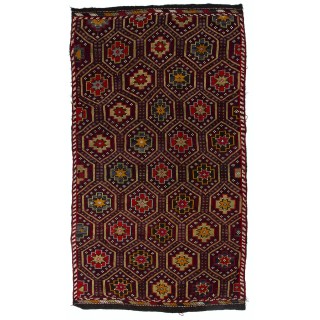 Vintage Anatolian Jajim Kilim Rug. One of a Kind Hand-woven Carpet