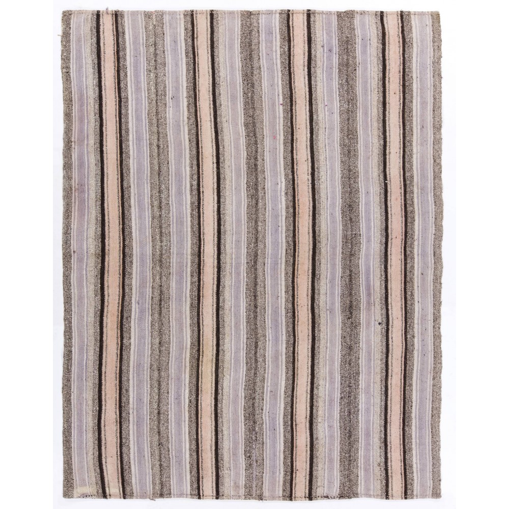 Vintage Hand-Woven Turkish Kilim, Decorative Striped Pattern Rug