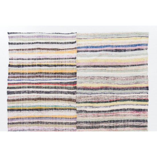 Colorful Vintage Cotton Turkish Kilim Colorful Vintage Cotton Turkish Kilim