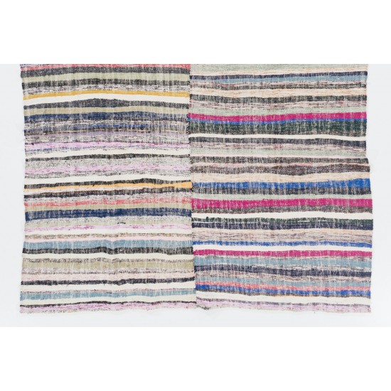 Colorful Vintage Cotton Turkish Kilim Colorful Vintage Cotton Turkish Kilim