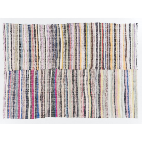 Colorful Vintage Cotton Turkish Kilim Colorful Vintage Cotton Turkish Kilim