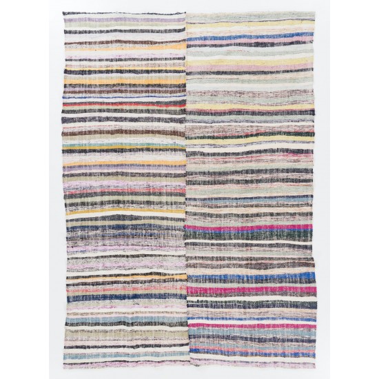 Colorful Vintage Cotton Turkish Kilim Colorful Vintage Cotton Turkish Kilim