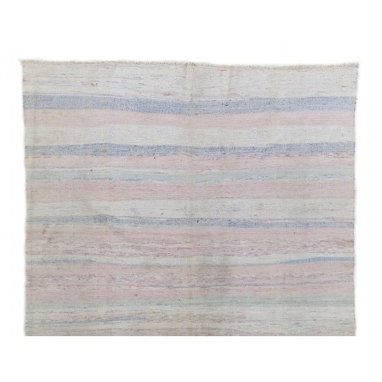 Cotton Anatolian Kilim Rug in Soft Colors Cotton Anatolian Kilim Rug in Soft Colors