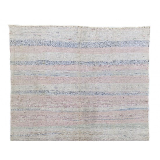 Cotton Anatolian Kilim Rug in Soft Colors