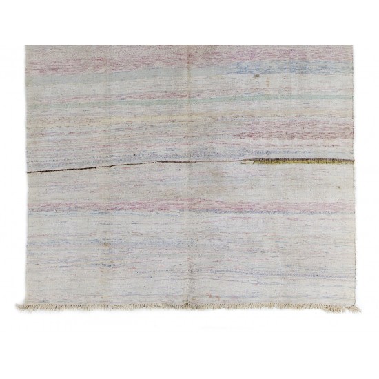 Cotton Anatolian Kilim Rug in Soft Colors Cotton Anatolian Kilim Rug in Soft Colors