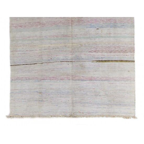 Cotton Anatolian Kilim Rug in Soft Colors