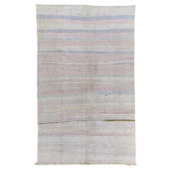 Cotton Anatolian Kilim Rug in Soft Colors