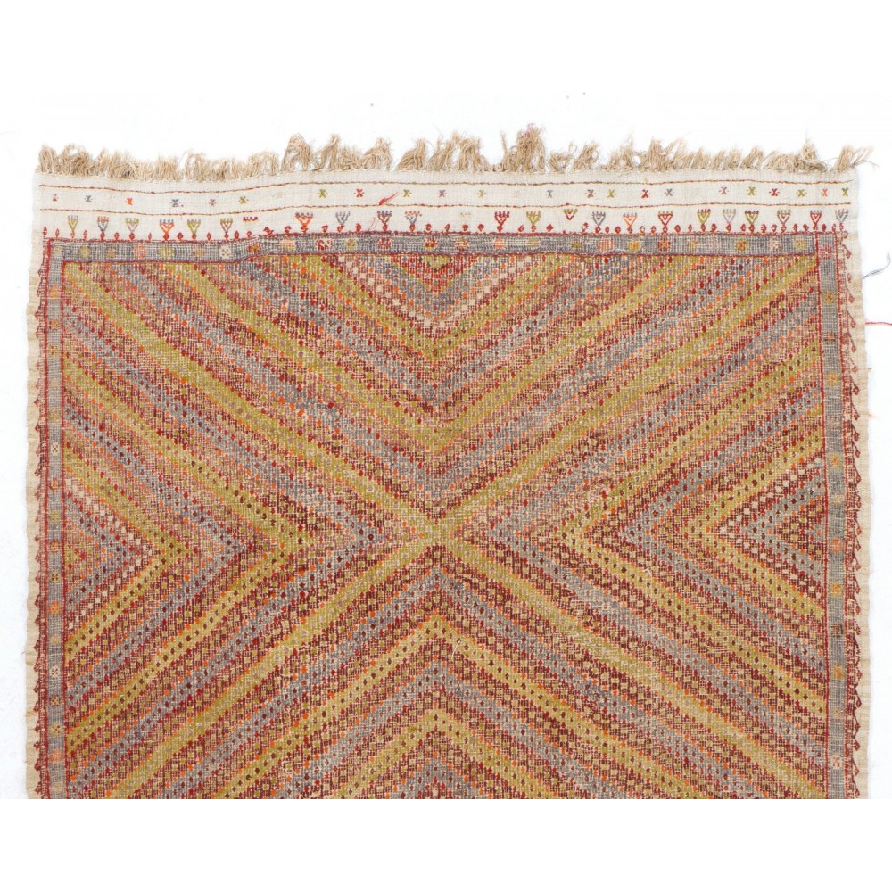 Beautiful Vintage Handwoven Central Anatolian Jijim Kilim Rug, circa 1955