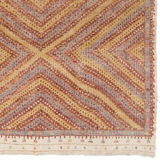 Vintage Handwoven Turkish Jijim Kilim, Colorful Chevron and Diamond Geometric Flatweave Rug, 100% Wool, Circa 1960