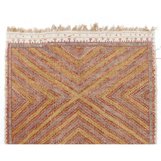 Beautiful Vintage Handwoven Central Anatolian Jijim Kilim Rug, circa 1955