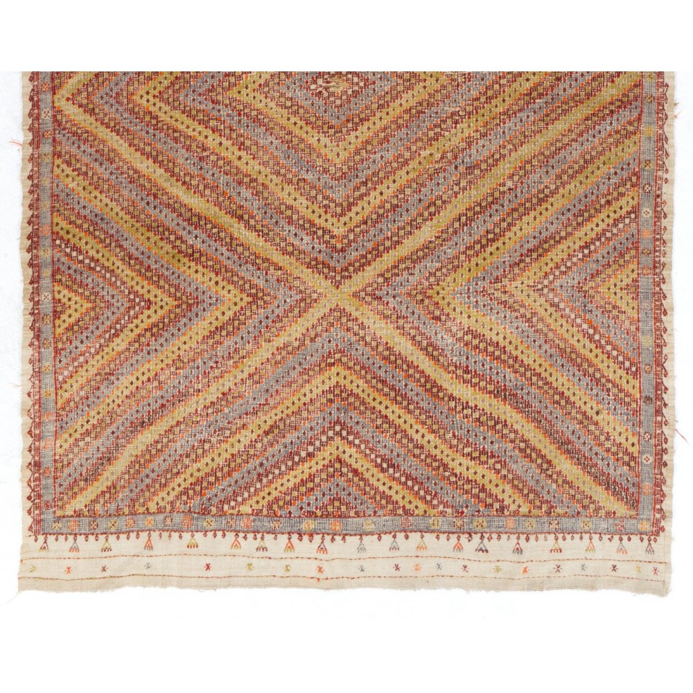 Beautiful Vintage Handwoven Central Anatolian Jijim Kilim Rug, circa 1955