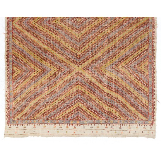 Beautiful Vintage Handwoven Central Anatolian Jijim Kilim Rug, circa 1955