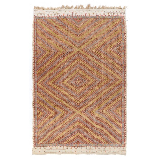 Beautiful Vintage Handwoven Central Anatolian Jijim Kilim Rug, circa 1955