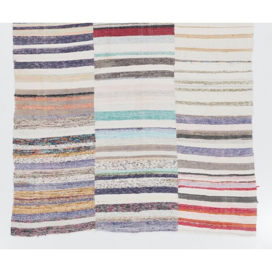 Colorful Striped Cotton Kilim Rug Colorful Striped Cotton Kilim Rug