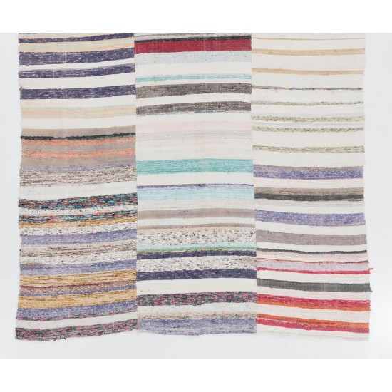 Colorful Striped Cotton Kilim Rug