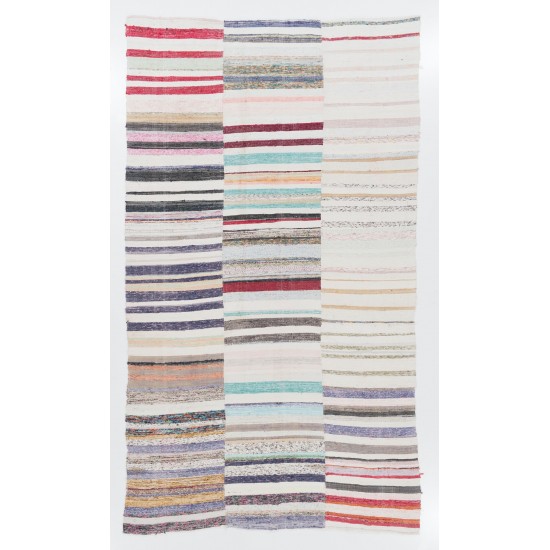 Colorful Striped Cotton Kilim Rug