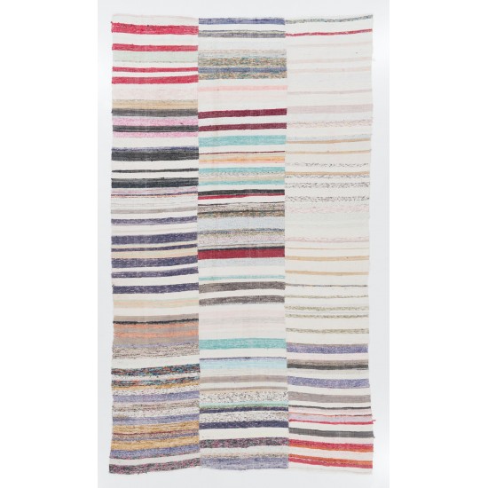 Colorful Striped Cotton Kilim Rug Colorful Striped Cotton Kilim Rug