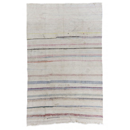 Midcentury Cotton Anatolian Kilim Flat-Woven Rug