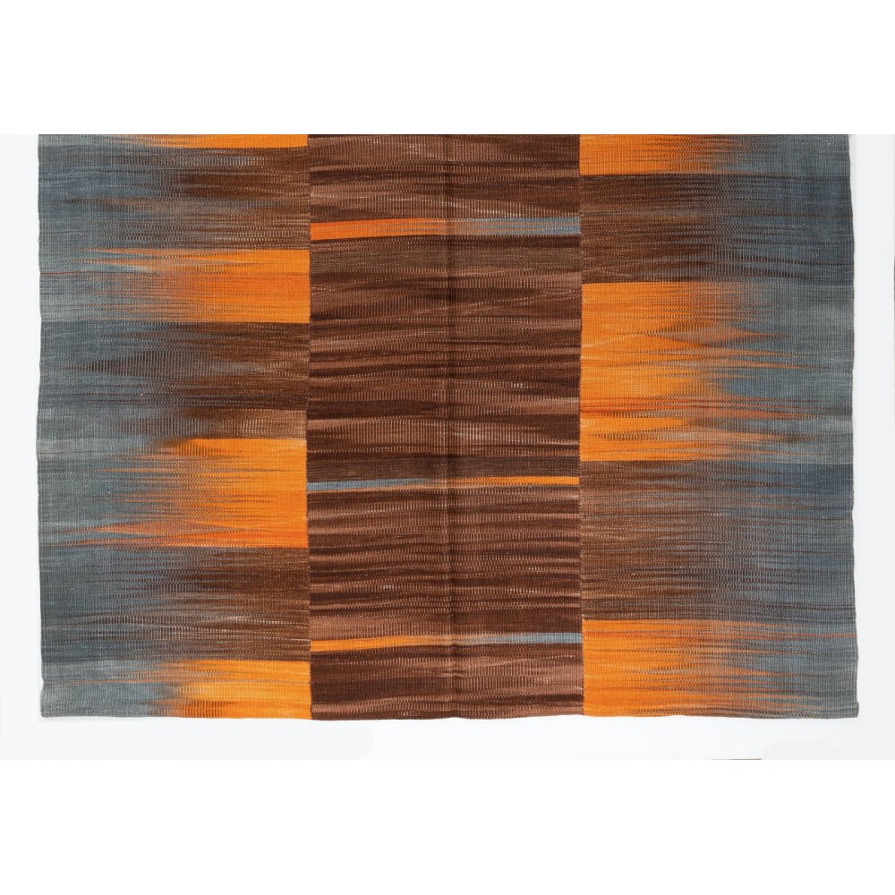 Modern Anatolian Double Sided Kilim Rug, 100% Wool, Custom Options Available