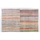 Colorful Vintage Cotton Rag Rug, Flat-Weave Kilim