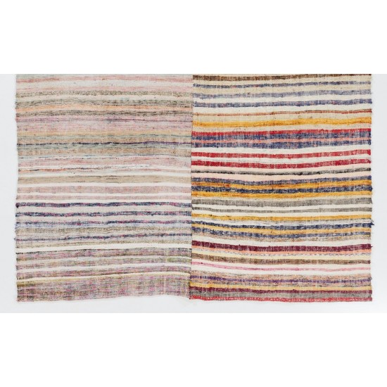 Colorful Vintage Cotton Rag Rug, Flat-Weave Kilim Colorful Vintage Cotton Rag Rug, Flat-Weave Kilim