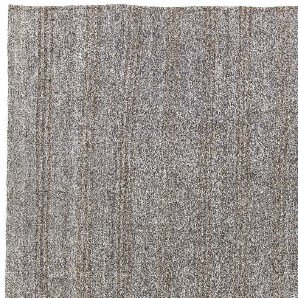 Vintage Handwoven Turkish Kilim, Gray Minimalist Flatweave Rug in Goat Wool and Hemp