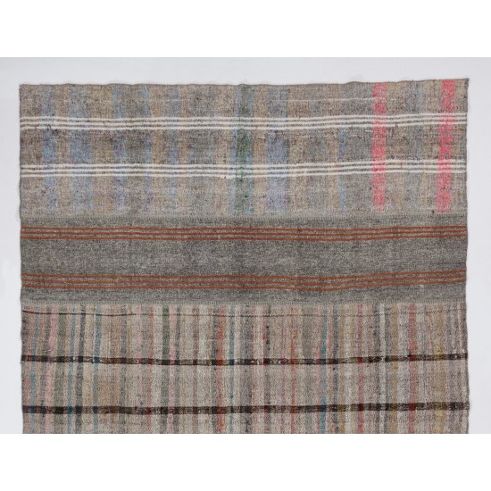 Nomadic Vintage Hand-Woven Cotton and Goat Hair Turkish Kilim Rug