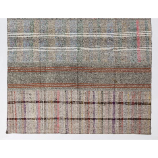 Nomadic Vintage Hand-Woven Cotton and Goat Hair Turkish Kilim Rug