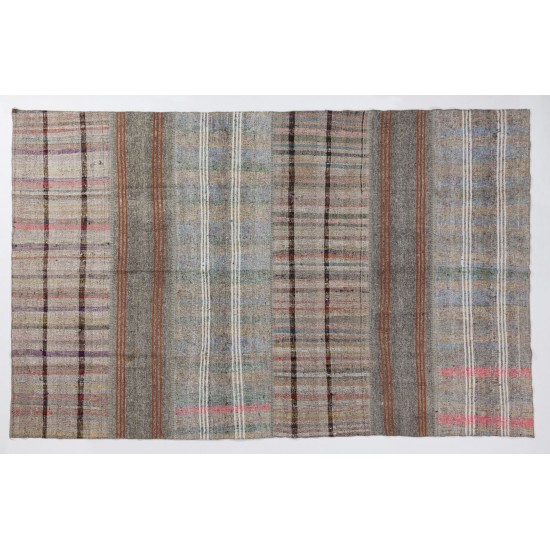 Nomadic Vintage Hand-Woven Cotton and Goat Hair Turkish Kilim Rug