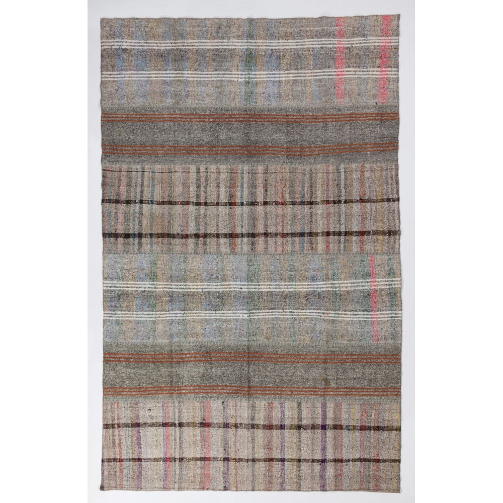 Nomadic Vintage Hand-Woven Cotton and Goat Hair Turkish Kilim Rug