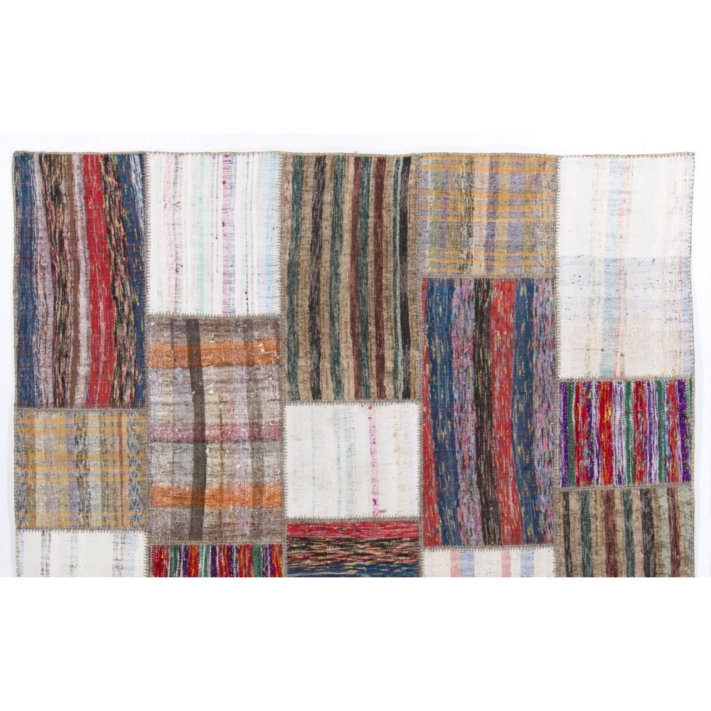 Vintage Hand-Woven Patchwork Kilim Rug, Custom Options Available