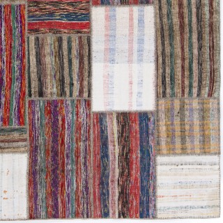 Vintage Handwoven Turkish Patchwork Kilim, Multicolored Striped Flatweave Rug, Custom Options Available Vintage Handwoven Turkish Patchwork Kilim, Multicolored Striped Flatweave Rug, Custom Options Available