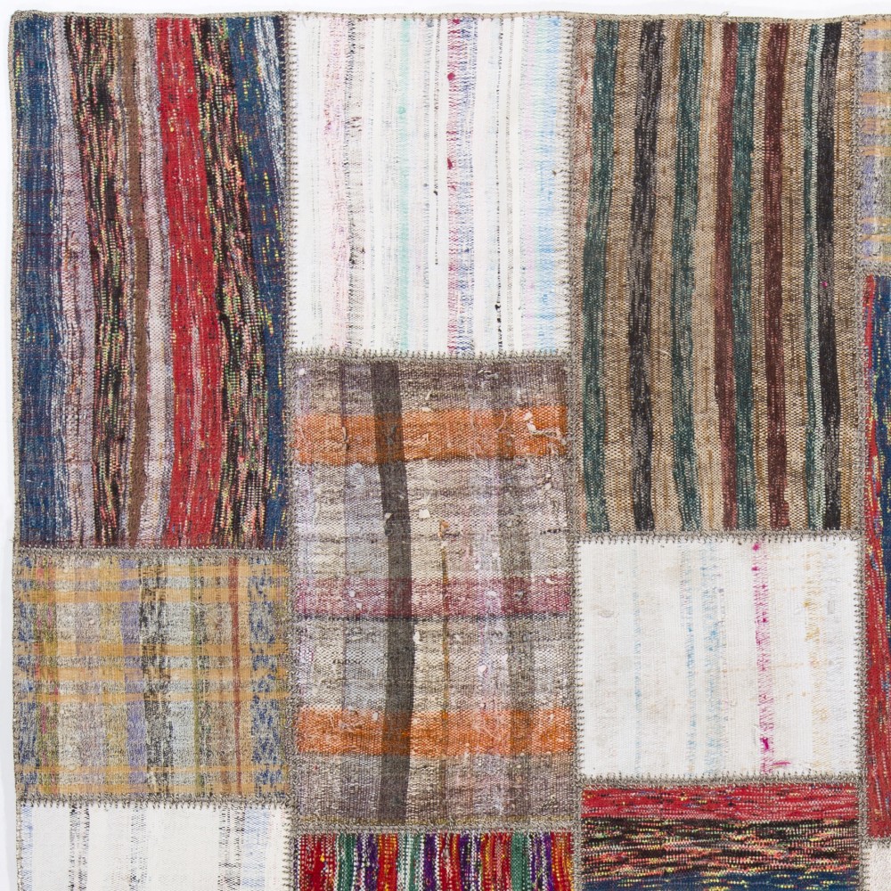 Vintage Handwoven Turkish Patchwork Kilim, Multicolored Striped Flatweave Rug, Custom Options Available Vintage Handwoven Turkish Patchwork Kilim, Multicolored Striped Flatweave Rug, Custom Options Available