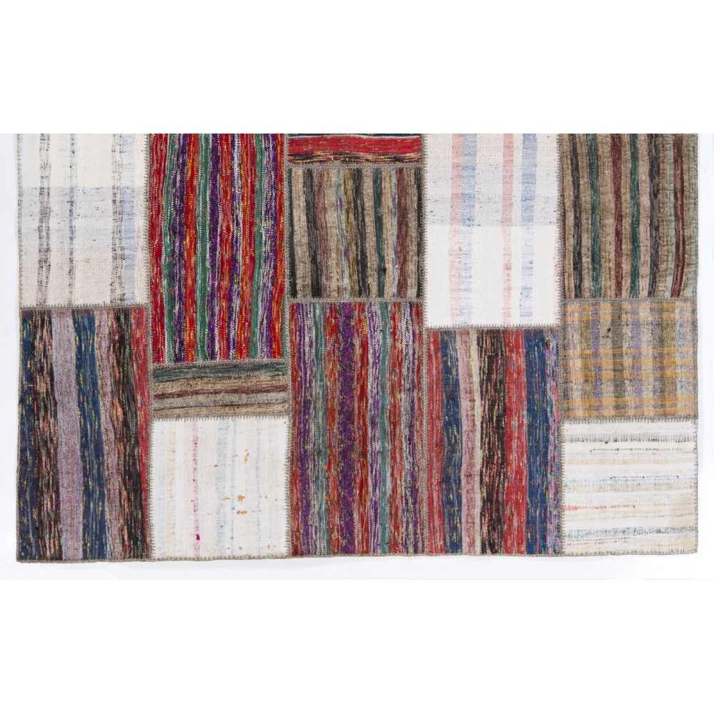 Vintage Hand-Woven Patchwork Kilim Rug, Custom Options Available
