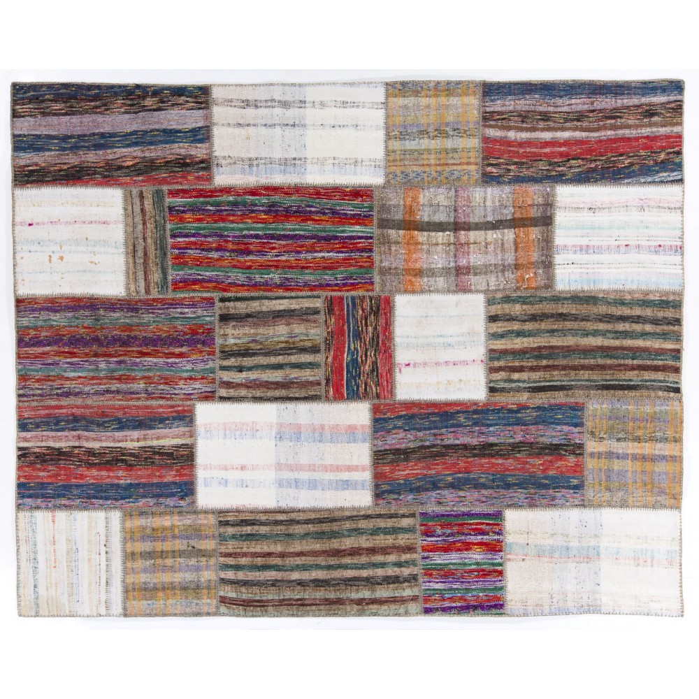 Vintage Hand-Woven Patchwork Kilim Rug, Custom Options Available