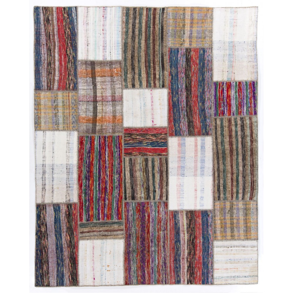 Vintage Hand-Woven Patchwork Kilim Rug, Custom Options Available