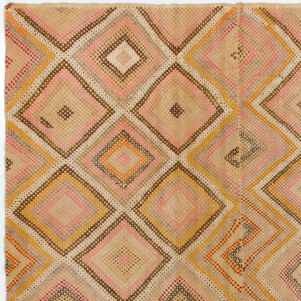 Vintage Handwoven Kilim, Ethnic Rug, Embroidered Jijim Kilim, 100% Wool