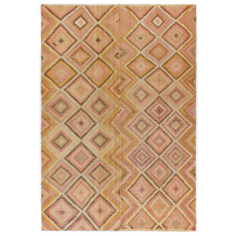 Vintage Handwoven Kilim, Ethnic Rug, Embroidered Jijim Kilim, 100% Wool