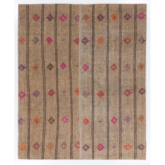 Vintage Handmade Anatolian Kilim "Flat-Weave" with Colorful Motifs Vintage Handmade Anatolian Kilim "Flat-Weave" with Colorful Motifs