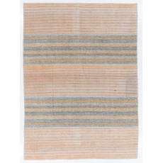 Mid-Century Vintage Cotton & Goat Wool Kilim with Orange Stripes
