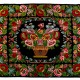 Flower Design Tapestry. Hand-Woven Vintage Eastern European Bessarabian Kilim Rug, 100% Organic Wool and Natural Dyes