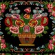 Flower Design Tapestry. Hand-Woven Vintage Eastern European Bessarabian Kilim Rug, 100% Organic Wool and Natural Dyes