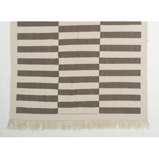 Hand-woven Turkish Kilim Rug, 100% Natural Undyed Wool, Custom Options Available