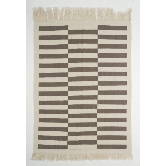 Hand-woven Turkish Kilim Rug, 100% Natural Undyed Wool, Custom Options Available