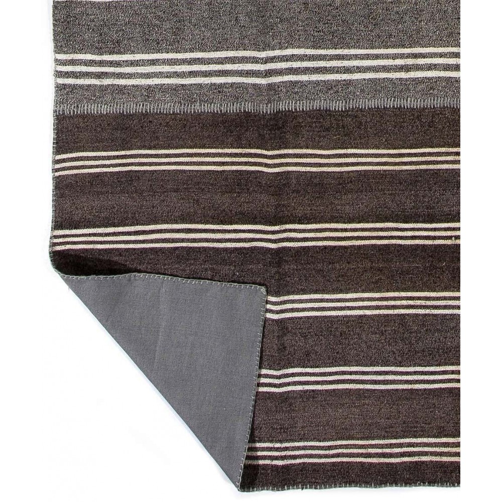 Large Hand-Woven Vintage Striped Kilim, Flat-weave Rug