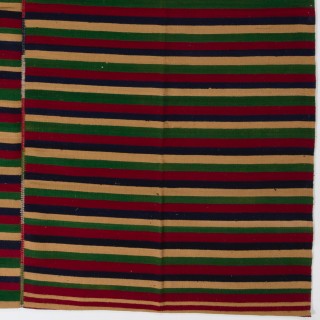 Vintage Handwoven Turkish Kilim, Colorful Striped Flatweave Wool Rug, Adjustable Size