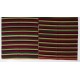 Hand-Woven Vintage Banded Wool Kilim, Flat-Weave Rug