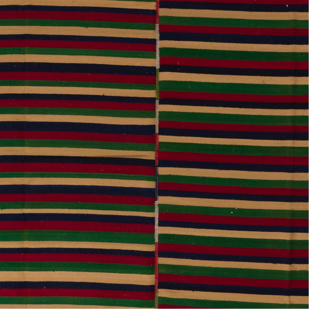 Vintage Handwoven Turkish Kilim, Colorful Striped Flatweave Wool Rug, Adjustable Size