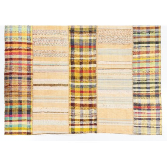 Hand-Woven Striped Cotton Kilim, Flat-Weave Rug