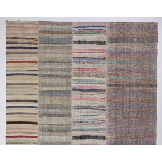 Vintage Striped Anatolian Kilim. Flat-Weave Rag Rug. Colorful Carpet